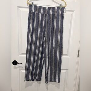 land ‘n‎ sea Women’s Linen Blend Striped Wide Leg Pants Size Medium